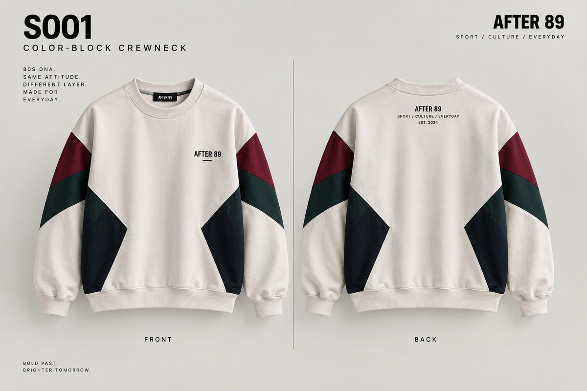 S001 — COLOR-BLOCK CREWNECK